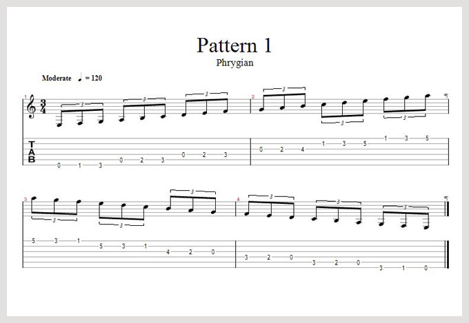 pattern 1 - phrygian - tab