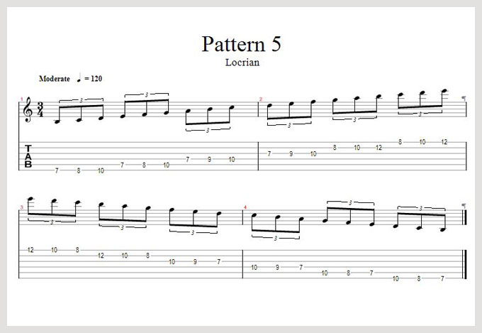 pattern 5 - Locrian - Tab