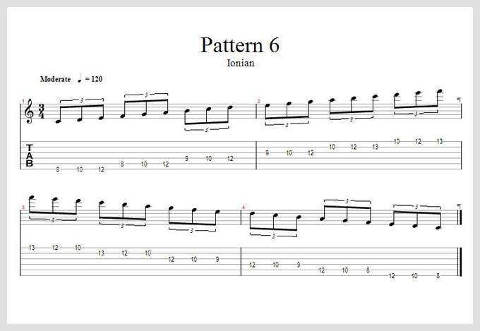 pattern 6 - Ionian - Tab