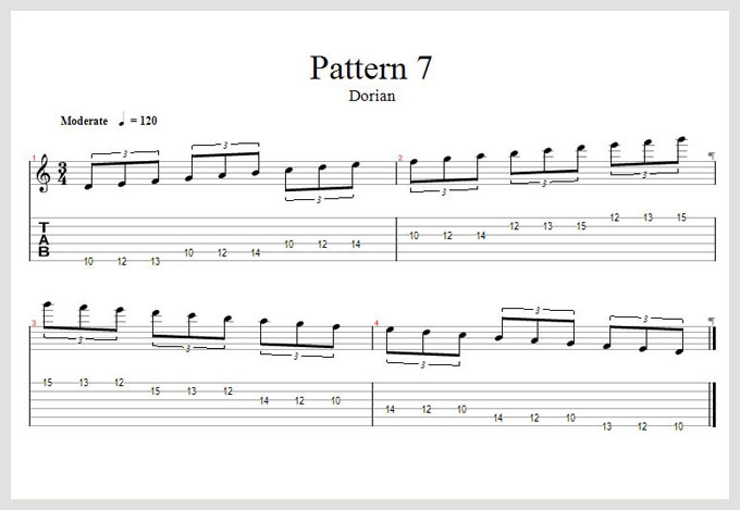 pattern 7 - Dorian - tab